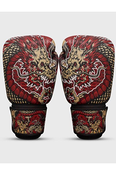 Buddha Fight Wear Muay Thai Kick Boxing Fantasy Dragon Red Boxing Gloves