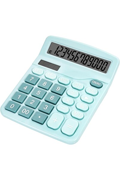 Arabest Light Blue Desktop Calculator with Big Buttons, Dual Power Solar Batt...