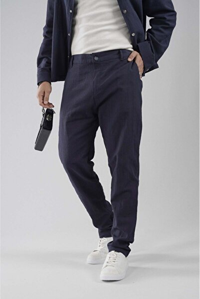 king brich Regular Fit Cotton Linen Classic Trousers