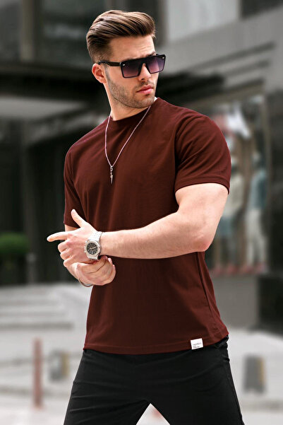 Madmext Acı Kahverengi Regular Fit Basic Men's T-Shirt 6131