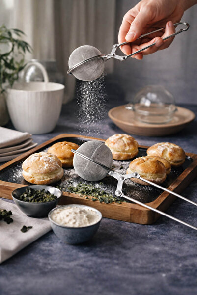 Anadolu Saray Paslanmaz Çelik Çok Amaçlı Elek ve Maşalı Çay Süzgeci | Un Kaka...