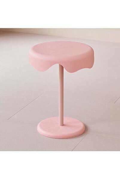 Arabest طاولة جانبية مستديرة بحافة متموجة، طاولة قهوة بلاستيكية للمساحات الصغ...