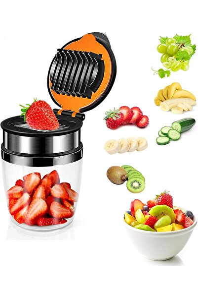 Arabest قطاعة فواكه من الفولاذ المقاوم للصدأ عالية التحمل مع 8 شفرات للفراولة...