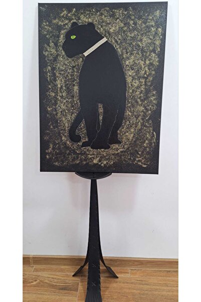 Yellow Tulip Painting Black Panther with Necklace 3D 60*80cm
