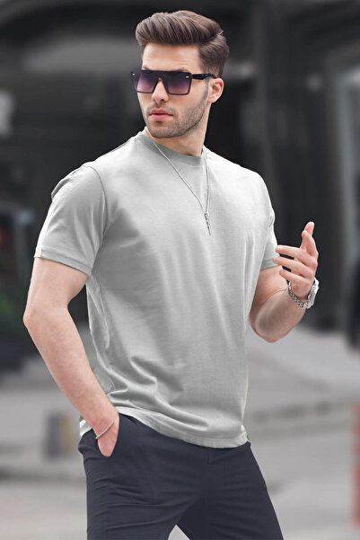 Madmext Painted Gray Regular Fit Basic Men's T-Shirt 6131