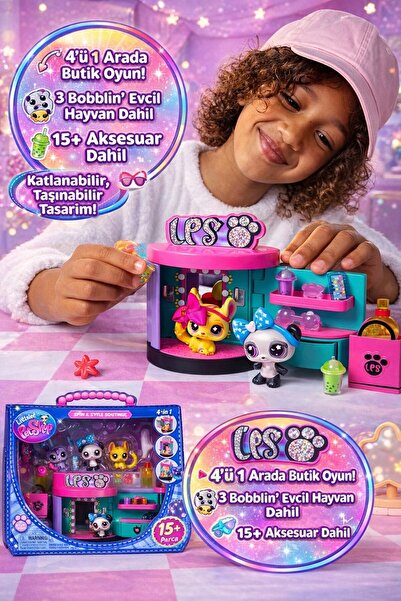 TOYFEST Littlest Pet Shop Spin & Style Boutique 4'ü 1 Arada 3 Figür 15+ Akses...