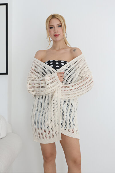 ALCHON V-Neck Long Sleeve Openwork Perforated Basic Simple Elegant Spring Sum...