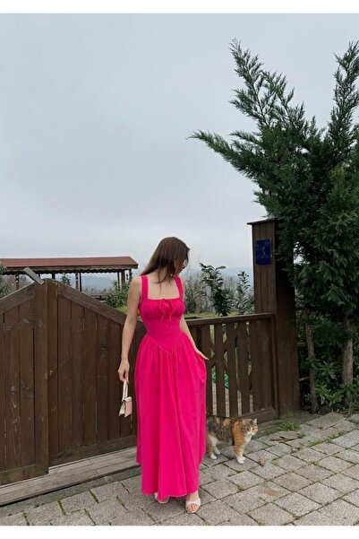 BUSEM Миди рокля с презрамки, корсетен ефект и детайли с копчета