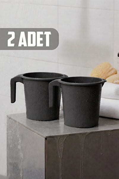 Ovio Ev&Yaşam 2'Li Plastik Saplı Maşrapa 1600 ml Tuvalet Banyo Plastik Su Kab...