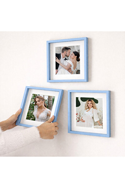 Nobbystar Blue 21X21Cm Square Photo Frame with Adhesive Removable Mat - Pack ...