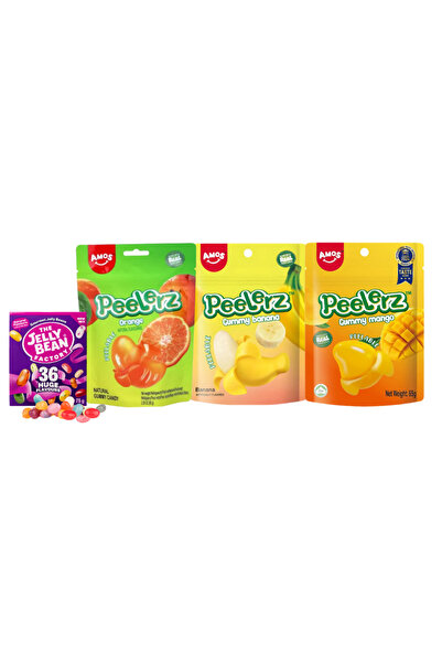 Amos Sweet Candy Pack for Kids – Mango, Banana & Orange Gummies + Jelly Beans...