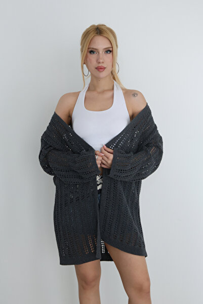 ALCHON V-Neck Long Sleeve Openwork Perforated Basic Simple Elegant Spring Sum...