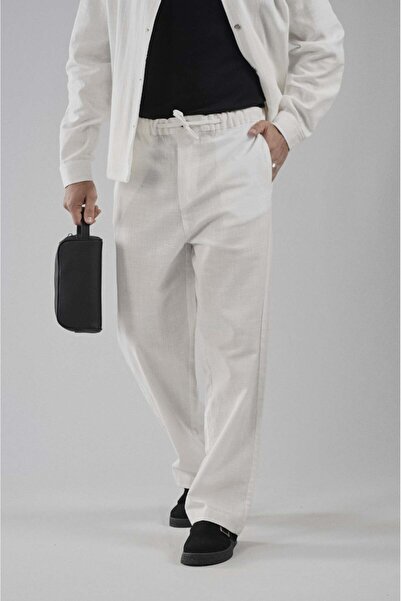 king brich Baggy Fit Cotton Linen Classic Trousers