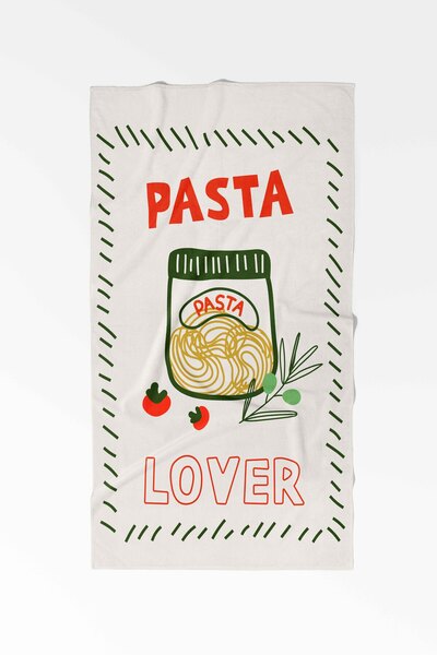 ASDİVA Pasta-01 Pasta Lover Patterned White Decorative Modern Kitchen Towel/D...