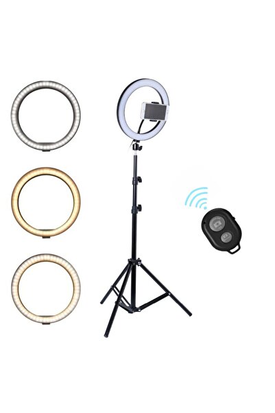 iTin Lampa Ring Light 30 cm/12 inch LED, 3 moduri, trepied 210cm, suport tele...