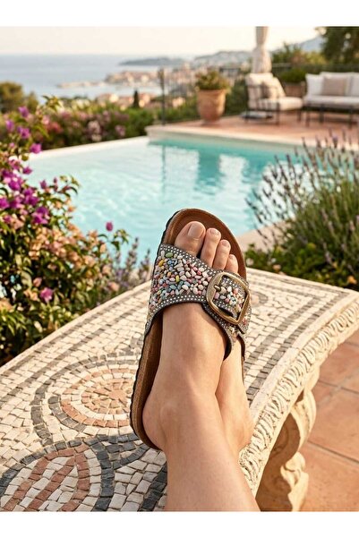 VARLIK AYAKKABI New Season Stone-Faced Slippers Ortapedi̇k