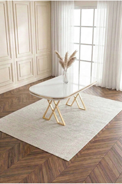 DEREN HOME MDF Panel 90x168 Sabit Mutfak Yemek Salon Masası Metal Ayak