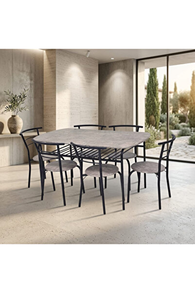 TrentonGCC طاولة طعام خشبية عصرية مع 6 كراسي