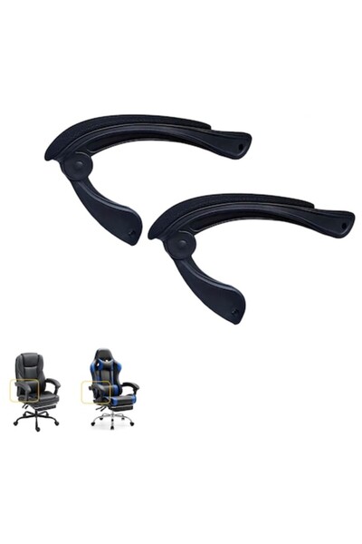 Arka Chairs Set of 2 Padded Arms for Gaming/Office Chairs, Textile, Black