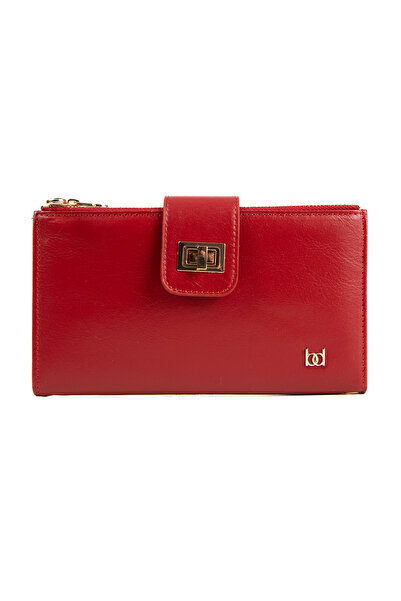 BAYDERİ Quesa Women's Leather Wallet Red