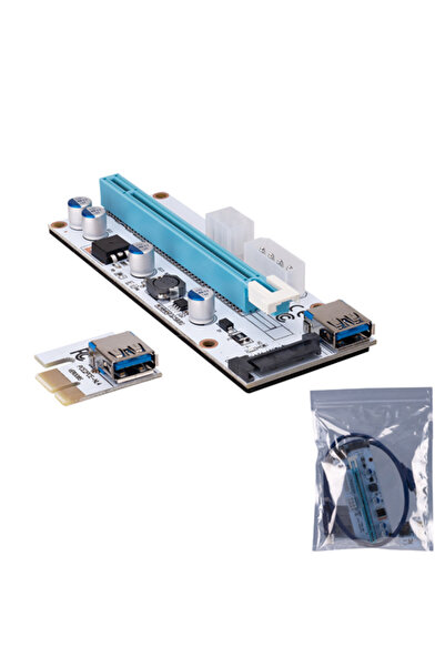 SL-EX10 1x to 16x Sata 6 Pin Bitcoin Riser Ekran Kartı Yük.