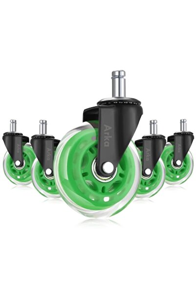 Arka Set of 5 Professional Silicone Wheels RX900T, 2.5 inch Green