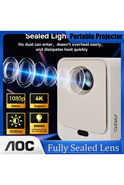 Aoc جهاز عرض محمول مغلق بالكامل 9000L بدقة 1080P و4K مع تركيز تلقائي وشاشة 25...