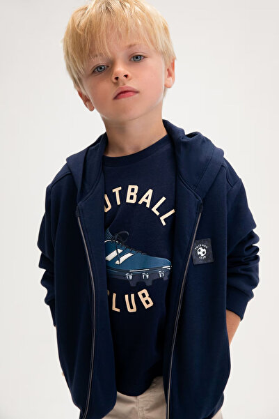 MAYORAL Boy's Hooded and Zippered Sweatshirt - Navy Blue