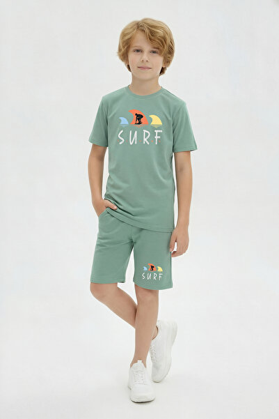panios kids Round Neck T-Shirt and Colorful Capri Pants with Print Detail for...