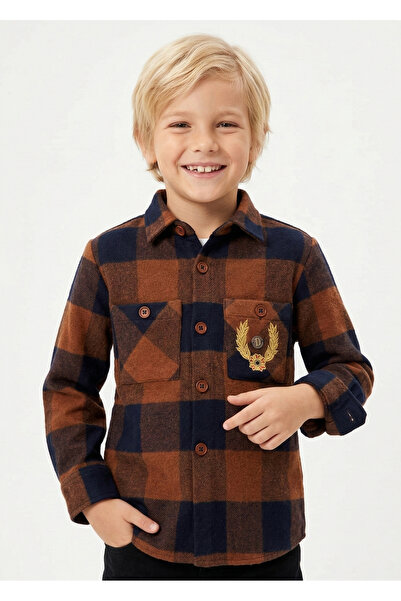 Doctor junior Cămașă de lemnar în carouri maro pentru băieți