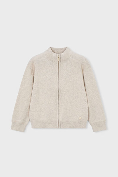 MAYORAL Boy's Zippered Knitwear Cardigan - Light Beige