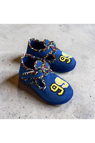AkınalBella Boy's Blue Velcro Light Sole Non-Slip Home Shoes Slippers