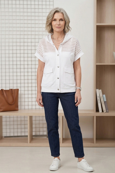 YXL COLLECTION Bluză din bumbac pieptănat pentru femei, mărime mare, din lycr...