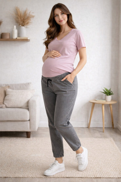 MEGHAN L.A Premium Comfort Maternity Jeans 83% Cotton Elastic & Drawstring Wa...