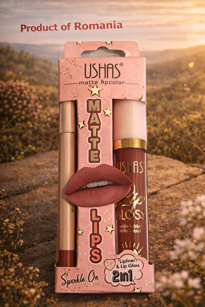 Clino USHAS Matte Lips 2in1 Set – Lipliner + Lip Gloss, Long-lasting, Lip Makeup