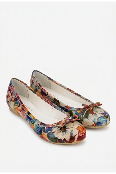 Dasha Balerini dama multicolori din piele cu model floral si funda