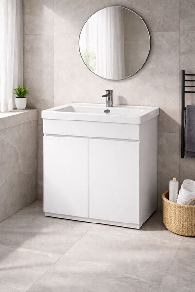 Radinavico 2-door washbasin cabinet, bathroom, aluminum, moisture-resistant, ...