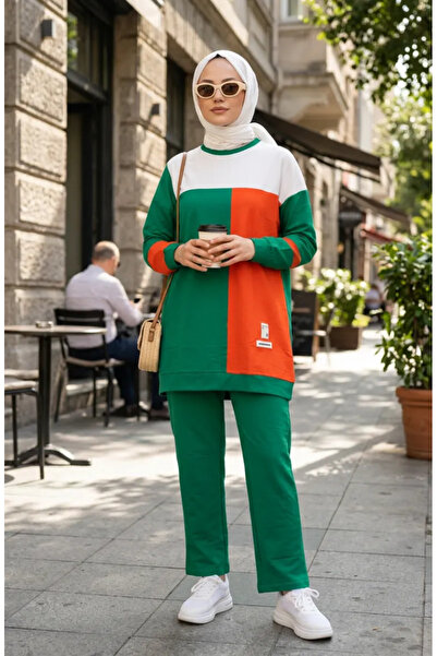 sefamerve Block Patterned Double Set 70096-02 Green