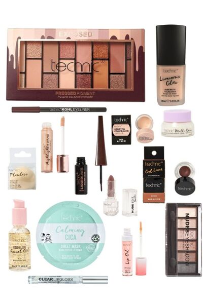 TECHNIC مجموعة هدايا UK Exposed المكونة من 15 قطعة، طقم مكياج شامل، ألوان مطف...