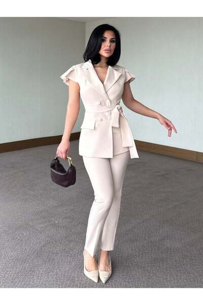 ZF BUTİK Set din două piese cu vestă cu mâneci scurte și detalii tip eșarfă