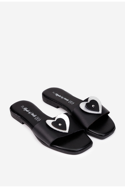 Dasha Sandale dama negre din piele naturala cu ornament model stil papuc