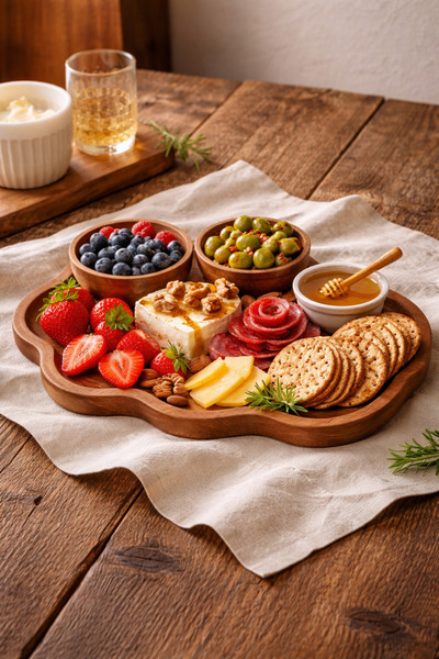 Anadolu Saray Ahşap Bulut Formlu Sunum Tabağı Doğal Ahşap Servis Tepsisi Deko...