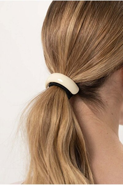 Katia&Bony Cataramă din cauciuc ovală ecru cu accesorii din os