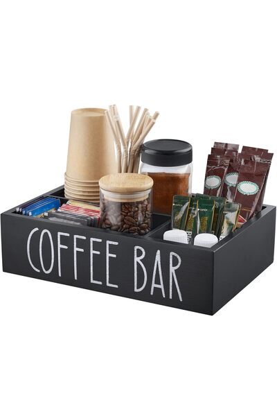 YESMAX Coffee Station Organizer, Wood Countertop Accessories Organizer with R...