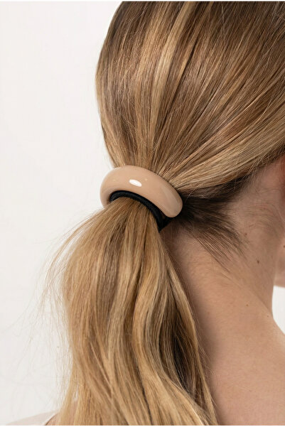 Katia&Bony Cataramă din cauciuc bej ovală cu accesorii din os