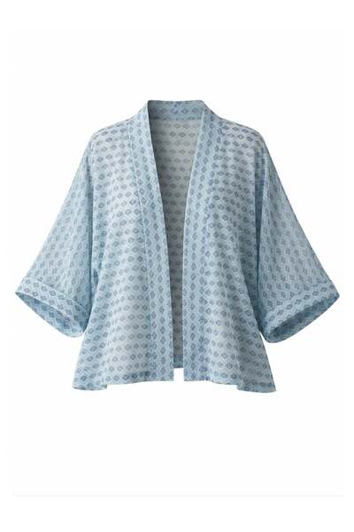 Retrobird Design Boho Mini Kimono pentru femei, albastru deschis