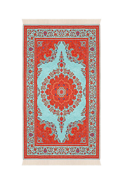 Bursa İpek سجادة صلاة مخملية خضراء مائية