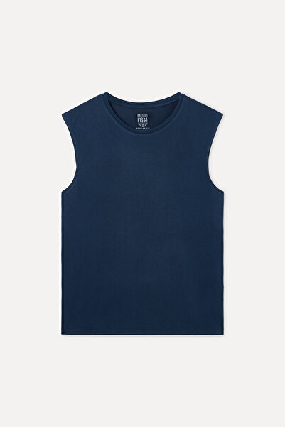 Mudo Modal Mixed Crocheted Crewneck Sleeveless T-Shirt