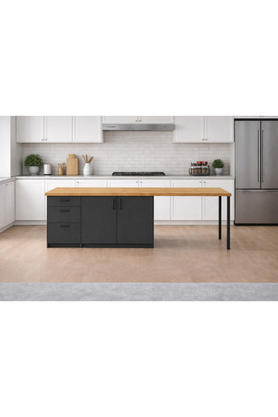 Tdesigno Lal Mutfak Adası - 3 Çekmeceli 2 Kapaklı-Çok Amaçlı Dolap-Alt Modül-...