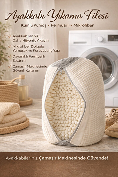 DİVAYS Shoe Washing Net Zippered Microfiber Protective Laundry Bag Large Size